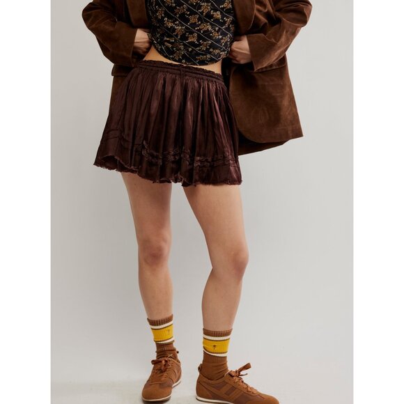 🆕 FREE PEOPLE Third Charm Mini Skirt / French Chocolate - Picture 2 of 9